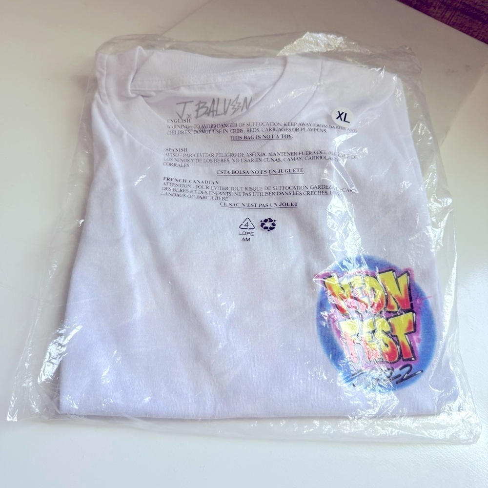 J Balvin Neon Fest 2020 Cancun Mexico White Graphic T-Shirt Official Tour Merch - Picture 5 of 6